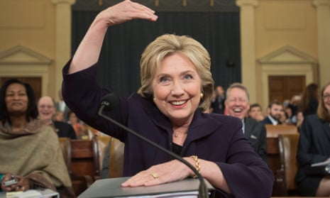 Hillary Clinton gestures as she resumes her testimony on the Benghazi attack.
