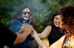 Friends toast Michelle and Jason Casanova with joints