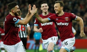 Declan Rice And Mark Noble Lead West Ham To Easy Win Over Newcastle Football The Guardian