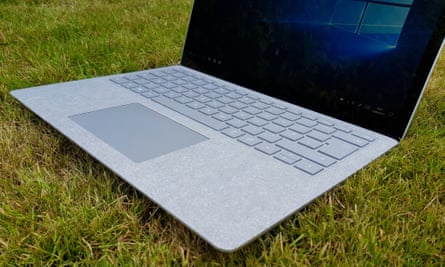 The deck of the Surface Laptop is covered in a microfibre-style fabric.