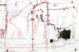Wiring and diagrams for Rasa hydropgen-powered car, at Riversimple HQ in Llandrindod Wells, Wales.