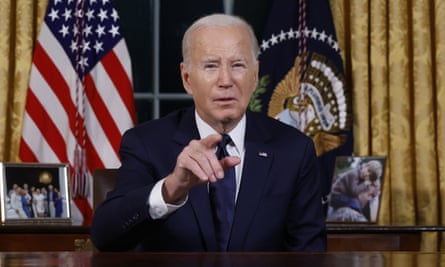 US President Joe Biden delivers an address from the Oval Office.