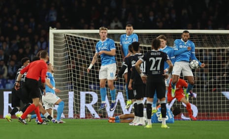 Napoli's Juan Jesus concedes a penalty via handball.