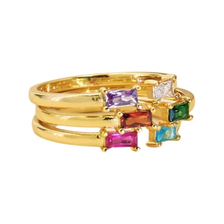 Duo baguette birthstone ring