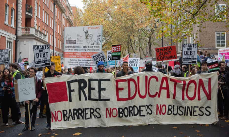 tudents on the national demonstration for a free education in London on 4 November.