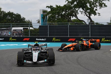 Kimi Antonelli and Lando Norris battle it out at the front of the race.