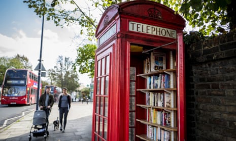 A book-exchange phone box in Lewisham, south London.
