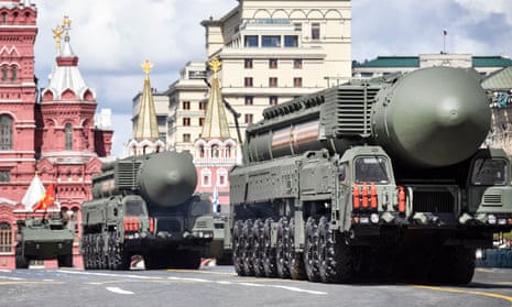 missiles on launchers in red square, moscow, at the 2022 russian victory day parade