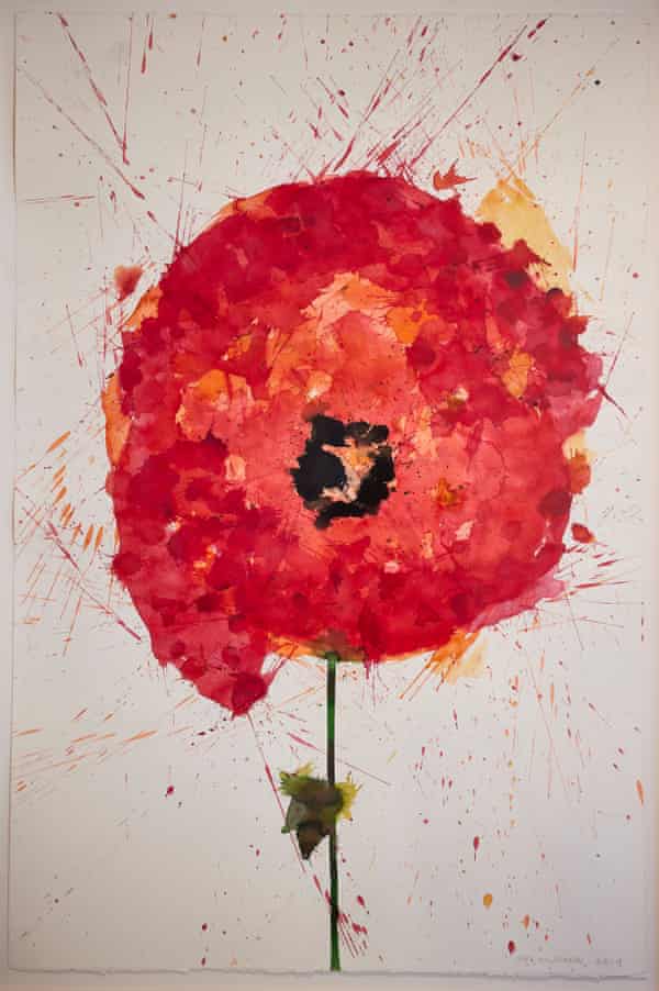 Watercolour of lone poppy