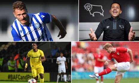Clockwise from top left: Michael Smith of Sheffield Wednesday, Liam Rosenior, interim manager at Derby, Luca Connell of Barnsley and Burton’s Victor Adeboyejo.
