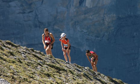 Runners in the Jungfrau marathon in Switzerland.