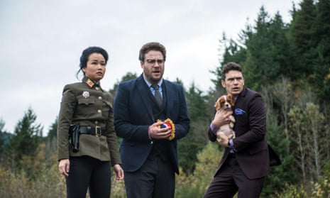 Diana Bang, Seth Rogen and James Franco in The Interview, which prompted the hacker group Guardians of Peace to attack Sony, the company that produced it.