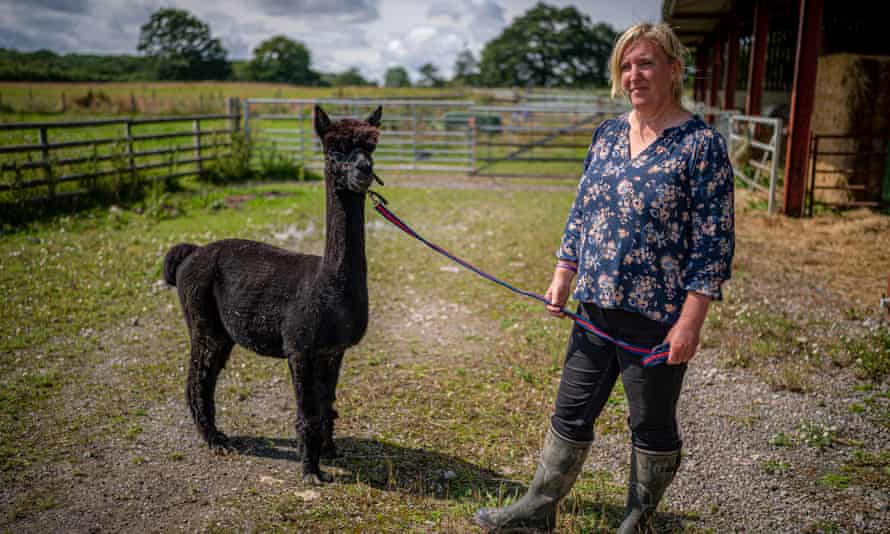 Geronimo with his owner, Helen MacDonald at her farm in Gloucestershire.
