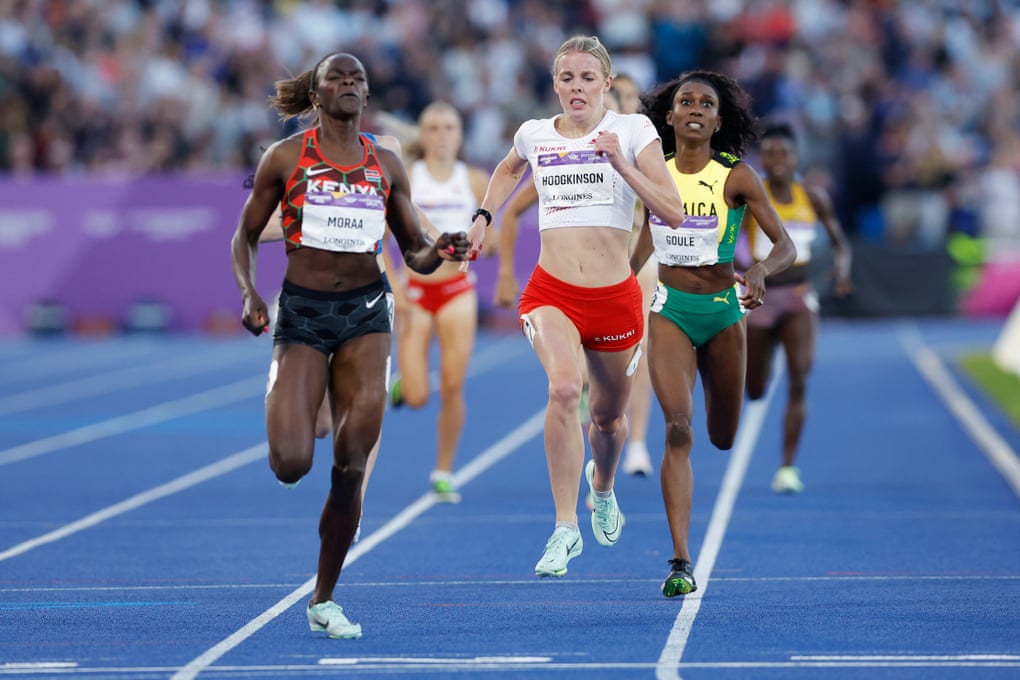 Mary Moraa (left) beats Keely Hodgkinson to the line in the women’s 800m final at the Alexander Stadium in Birmingham.