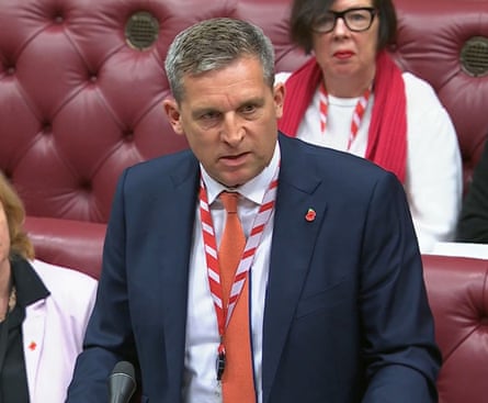 Man speaking in the House of Lords.