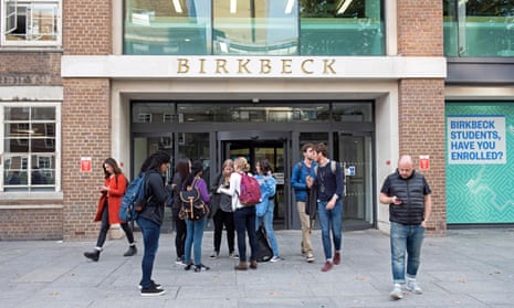 Birkbeck College with students outside University of London, Torrington Square, Bloomsbury, London 