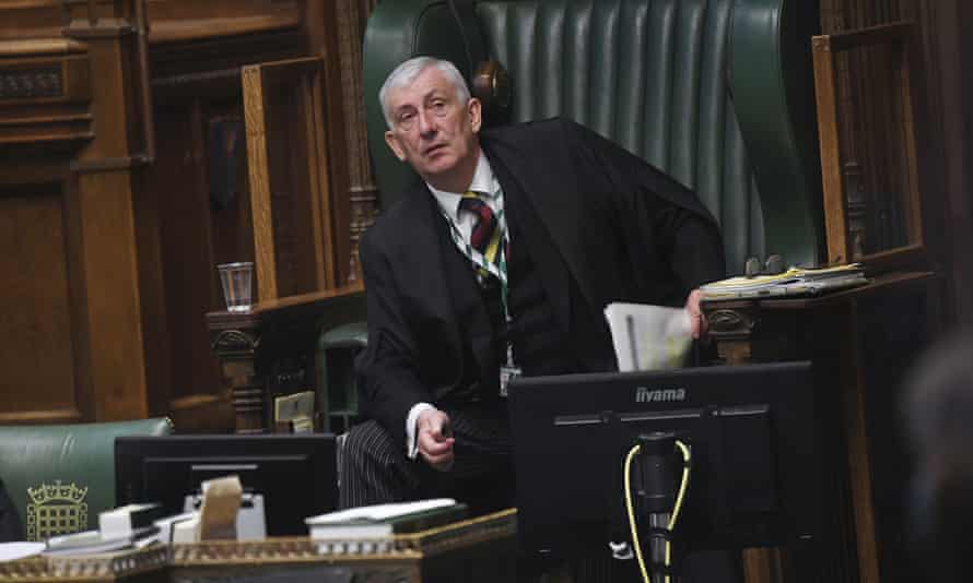 Lindsay Hoyle in the President's chair during the Prime Minister's Questions in the House of Commons.