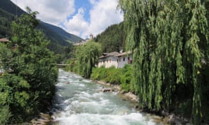 Campo Tures, River Ahr and Tures castle, South Tirol, Italy.