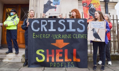 Climate activists disrupting Shell's AGM in Westminster in May.