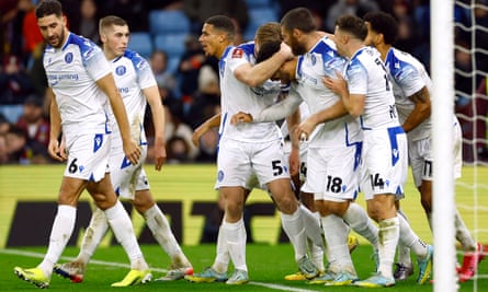 Stevenage rejoices after Jamie Reid smoothed things out in the 88th minute against Aston Villa.