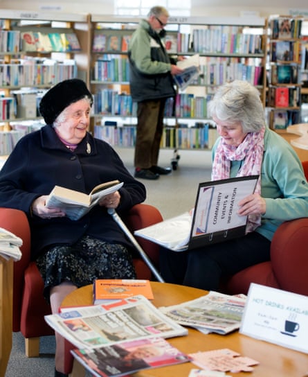 Ninety-year-old Mary Buck with daughter Janet at Highworth library.