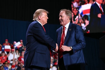 Two men shaking hands.