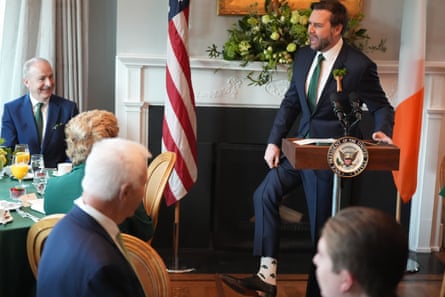 JD Vance showing off his Shamrock socks at the White House in 2025.