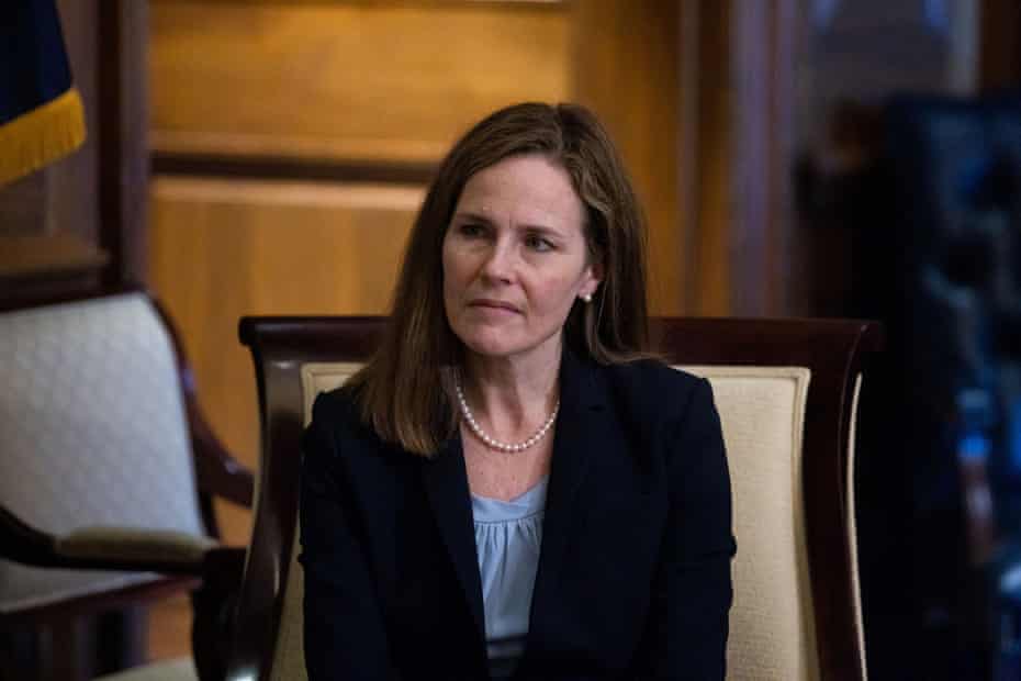 Amy Coney Barrett on Capitol Hill in Washington DC, on 30 September. 