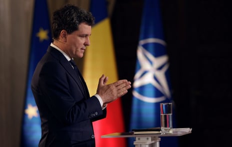 Presidential candidate Bucharest’s mayor Nicușor Dan attends a live TV debate hosted by the TVR at Cotroceni presidential palace in Bucharest, Romania.