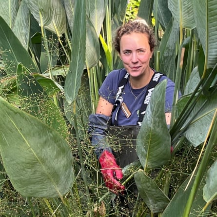 Andersson gardening in the pond area