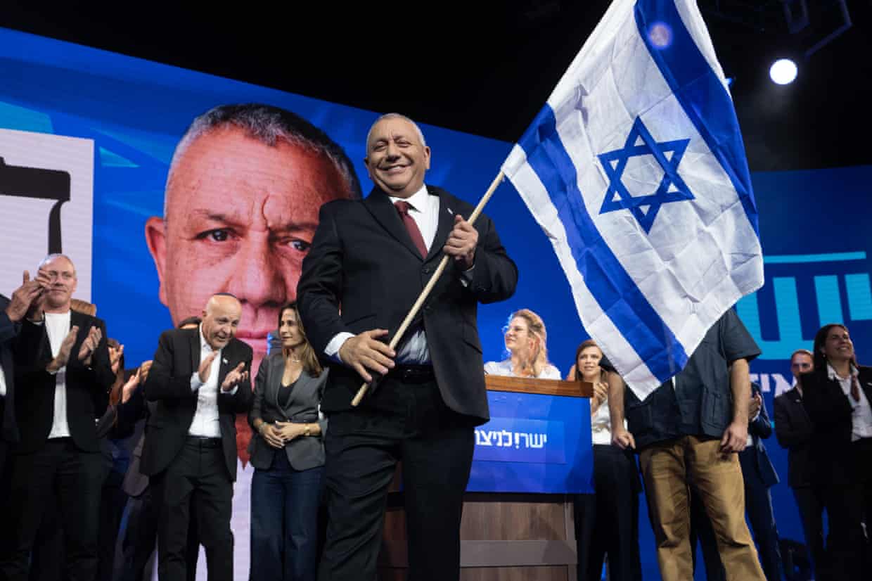Eisenkot waving an Israeli flag
