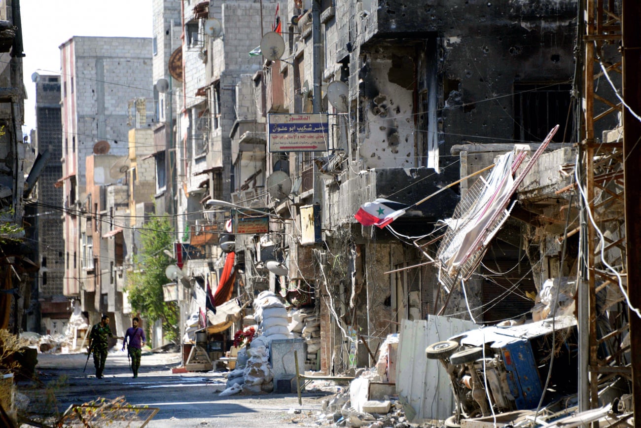 A bomb-damaged Tadamon area on 22 September 2013.