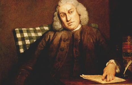 detail from Joshua Reynolds’s portrait of Samuel Johnson, very possibly at work on his dictionary.