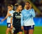 Mary Fowler reacts during the Women’s Champions League draw with Real Madrid in Manchester City’s first game since the verdict against the club was announced.