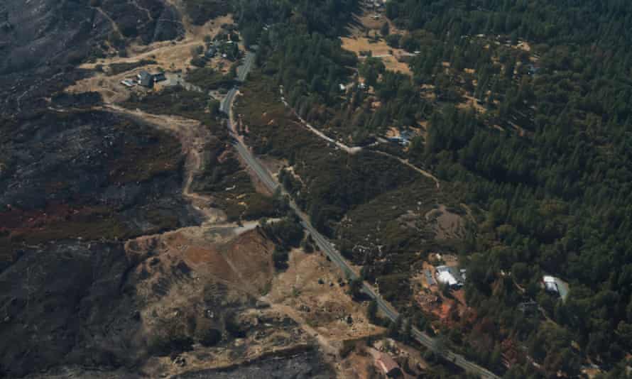 A view of the burned area of the Grizzly Flats and Caldor fires in California during Biden’s aerial tour in September.