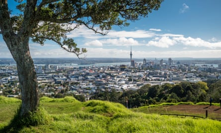 A view of Auckland New Zealand from Mount Eden.