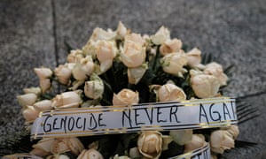Flowers at the genocide memorial in Kigali, Rwanda