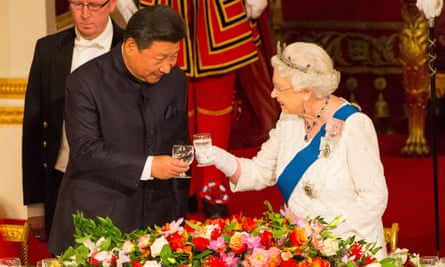 Xi Jinping with the late queen at a state banquet at Buckingham Palace during his state visit to the UK in 2015.