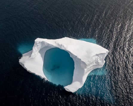Aerial view of a melting glacier