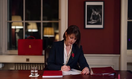 Reeves in her office in No 11 Downing Street, with the portrait of Wilkinson on the wall behind her.