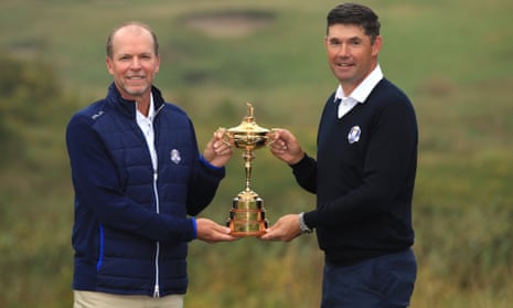 The USA captain, Steve Stricker, and his European counterpart, Padraig Harrington, at Whistling Straits last year.