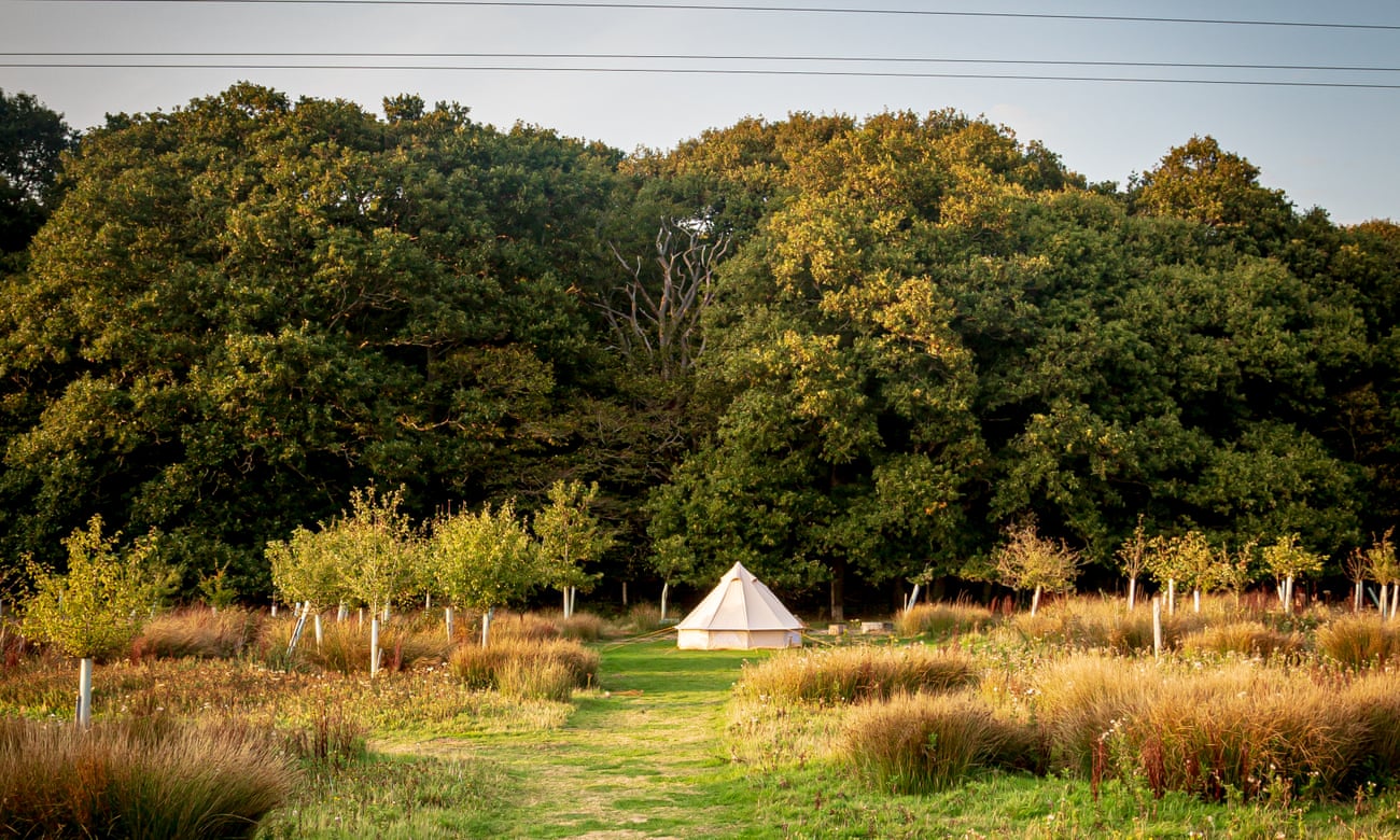 white bell tent at Secret Campsite near Lewes, UK