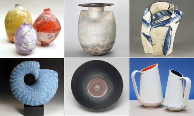 Work from Ceramic Art London 2018 … clockwise from top left, Emily Stubbs, Hans Coper, Alison Britton, Jessica Thorn, Lucie Rie and Peter Beard.