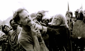 Herzog and Klaus Kinski during the filming of Cobra Verde