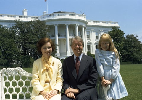 Jimmy Carter at the White House with wife, Rosalynn, and daughter, Amy.
