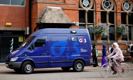 A G4S security van parked outside a bank in Loughborough