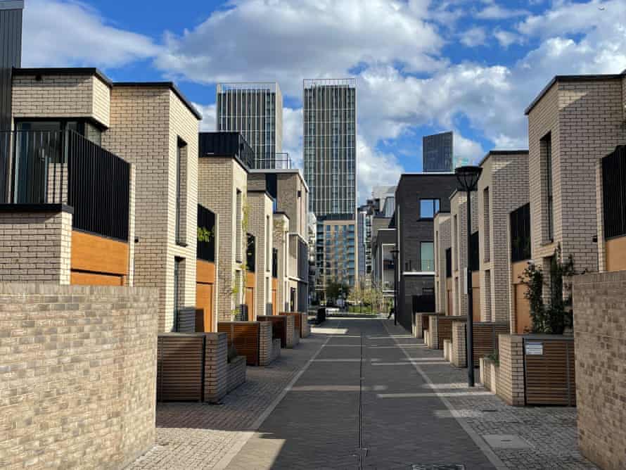 Chobham Manor, with the towers of Victory Plaza in the background - London Olympic Park