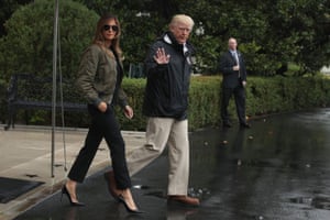 Donald and Melania Trump on their way to the disaster scene in Houston