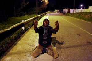 Ceuta, Spain: A migrant after crossing the border fence