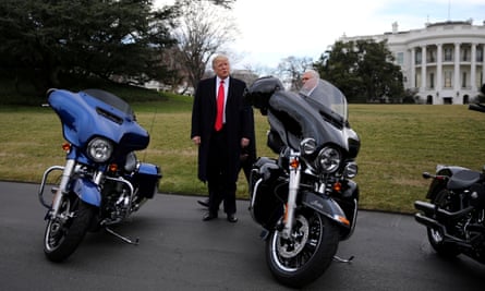 Donald Trump with Harley-Davidsons outside the White House